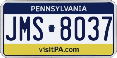 PA license plate JMS8037