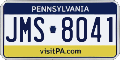 PA license plate JMS8041