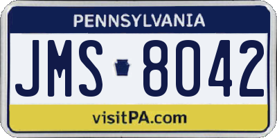 PA license plate JMS8042