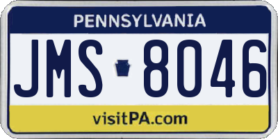 PA license plate JMS8046