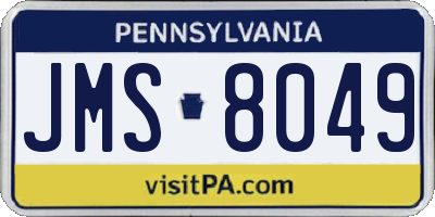PA license plate JMS8049