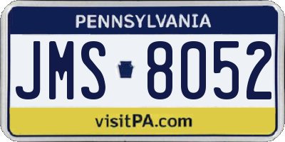 PA license plate JMS8052