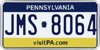 PA license plate JMS8064