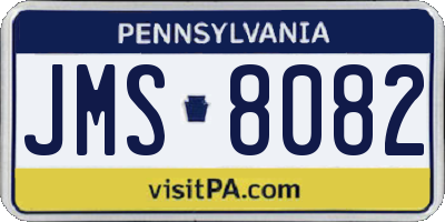 PA license plate JMS8082