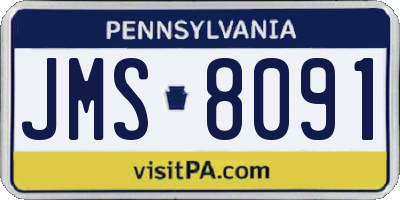 PA license plate JMS8091