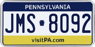 PA license plate JMS8092