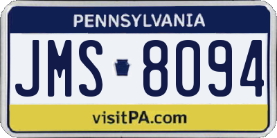 PA license plate JMS8094