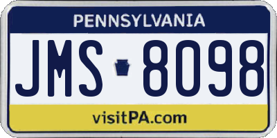 PA license plate JMS8098