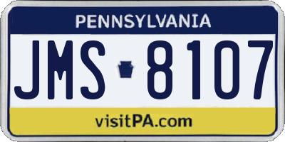PA license plate JMS8107