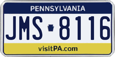 PA license plate JMS8116