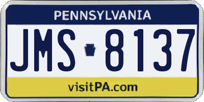PA license plate JMS8137