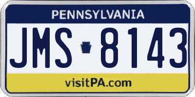 PA license plate JMS8143