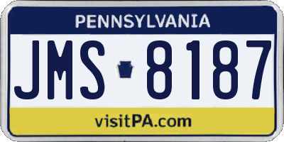 PA license plate JMS8187