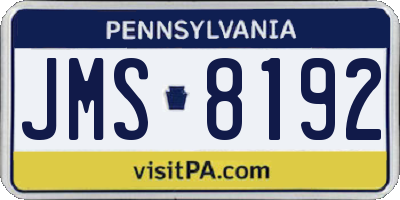 PA license plate JMS8192