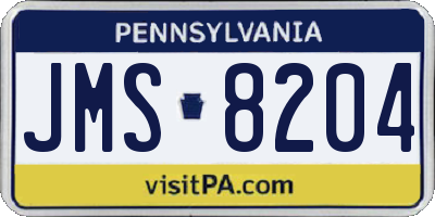 PA license plate JMS8204