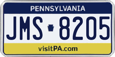 PA license plate JMS8205