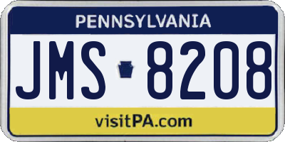 PA license plate JMS8208