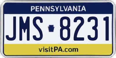 PA license plate JMS8231