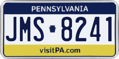 PA license plate JMS8241