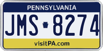 PA license plate JMS8274