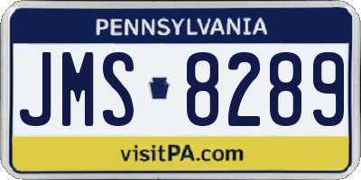 PA license plate JMS8289