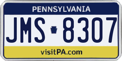 PA license plate JMS8307