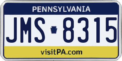 PA license plate JMS8315