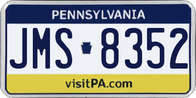 PA license plate JMS8352