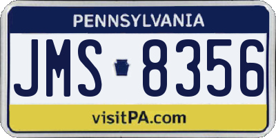 PA license plate JMS8356