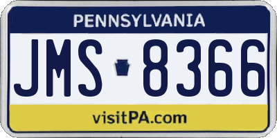 PA license plate JMS8366
