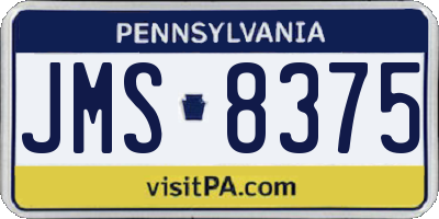 PA license plate JMS8375