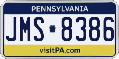 PA license plate JMS8386