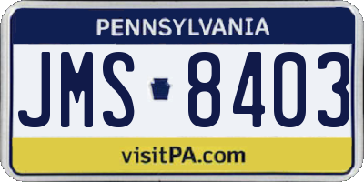 PA license plate JMS8403