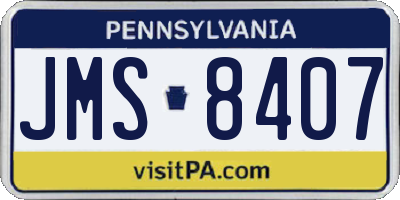 PA license plate JMS8407