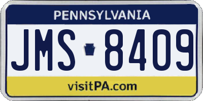 PA license plate JMS8409