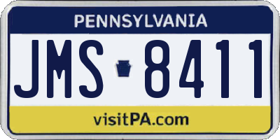 PA license plate JMS8411