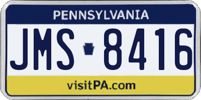 PA license plate JMS8416
