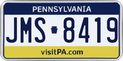 PA license plate JMS8419