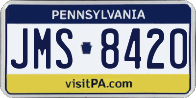 PA license plate JMS8420