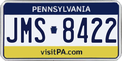 PA license plate JMS8422