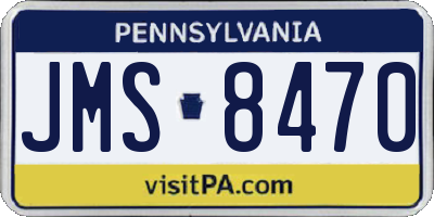 PA license plate JMS8470