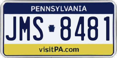 PA license plate JMS8481