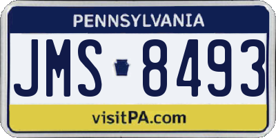 PA license plate JMS8493