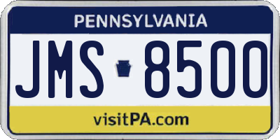PA license plate JMS8500
