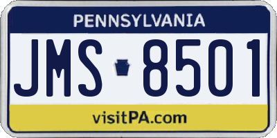 PA license plate JMS8501
