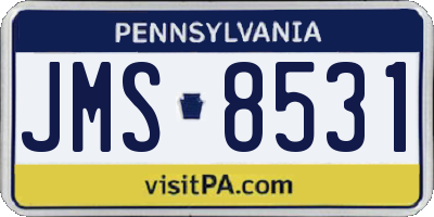PA license plate JMS8531