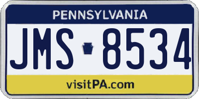 PA license plate JMS8534