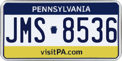 PA license plate JMS8536