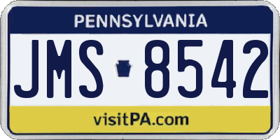 PA license plate JMS8542