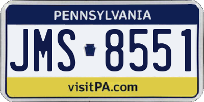 PA license plate JMS8551